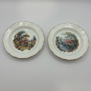 Two Duchess Bone China, Romantic Scene Trinket dishes, Made in England.